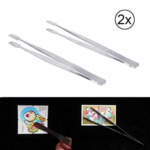 ULTECHNOVO Craft Tweezers Stamp Tweezers Wide Head Duck Beak Clip Stainless Steel Straight Head Tweezers Paste False Eyebrow Clip Paste False Eyelash Clip Philately Tools Stamp Collecting Supplies