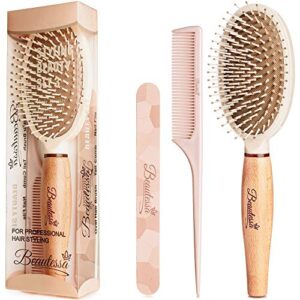 hair brush, hair comb and nail file – hair brush set | detangling hair brush, hair brush for women | rat tail comb, teasing comb | double sided nail file