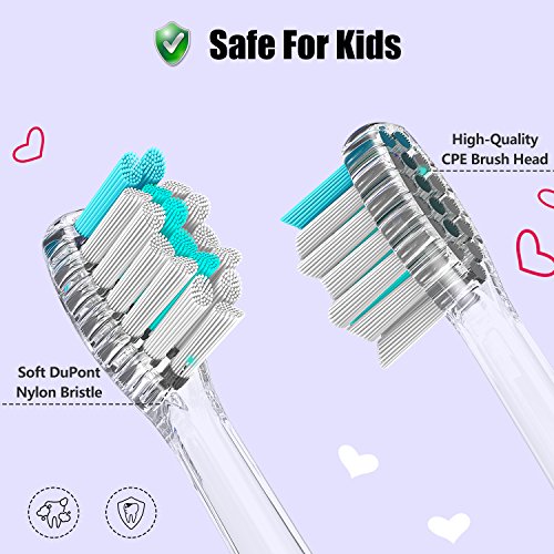 DADA-TECH Kids Electric Toothbrush Toddler Sonic Battery Powered Rainbow Light Up Vibrating Tooth Brush with 2 Minutes Timer for Children Boys Girls Ages 2+ Years Old, 3 Soft Brush Heads (Green)