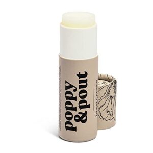 poppy & pout 100% natural lip balm, 0.3oz cardboard tube, hand-filled – beeswax, vitamin e, organic coconut oil, cruelty free (island coconut)