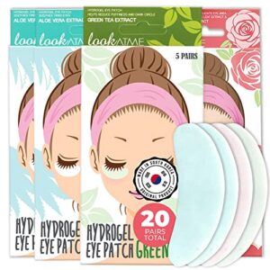 Under Eye Patches for Dark Circles and Puffiness (20 Pairs) - Korean Skin Care Caffeine Collagen Eye Patches for Puffy Eyes -Hydrogel Eye Patch - Under Eye Mask - Aloe Vera Rose Green Tea Gel Eye Pads