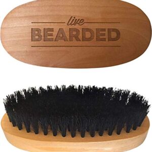 Live Bearded: Premium All-Natural Boar Bristle Beard Brush - Real Wooden Handle - Supports Beard Hair Growth, Style Control and Oil Production - Tames Big and Wild Beards - Easily Daily Grooming