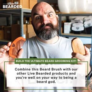 Live Bearded: Premium All-Natural Boar Bristle Beard Brush - Real Wooden Handle - Supports Beard Hair Growth, Style Control and Oil Production - Tames Big and Wild Beards - Easily Daily Grooming