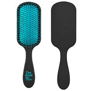 the knot dr. for conair hair brush, wet and dry detangler with storage case, removes knots and tangles, for all hair types, black/blue