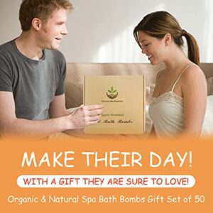 Bulk Bath Bombs Gift Set. Organic & Natural Spa Bath Bomb Set of 50. Individually Wrapped She Butter Bath Bombs Kit. Best Bath Bomb Women Men Teens Kids Sulfate Free Moisturizing Bath Balls Gift Set…