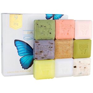 fleur d’ extase (ecstacy soap gift set with 9 x 25 gram bars of guest soaps – all natural (9 soaps gift set)