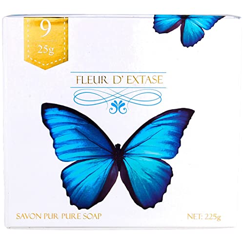 FLEUR D' EXTASE (Ecstacy Soap Gift Set With 9 x 25 Gram Bars Of Guest Soaps - All Natural (9 Soaps Gift Set)