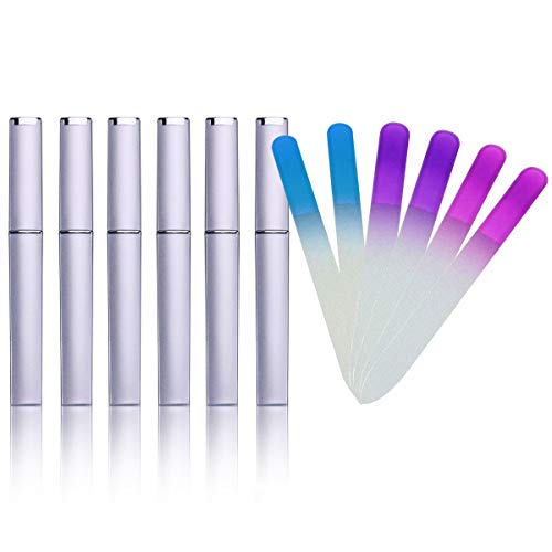 Beauty Glass Nail File 6 PCS Professional Double Sided Fingernail File with protective Case for a Smooth Finish, Manicure & Pedicure for Nature Nails