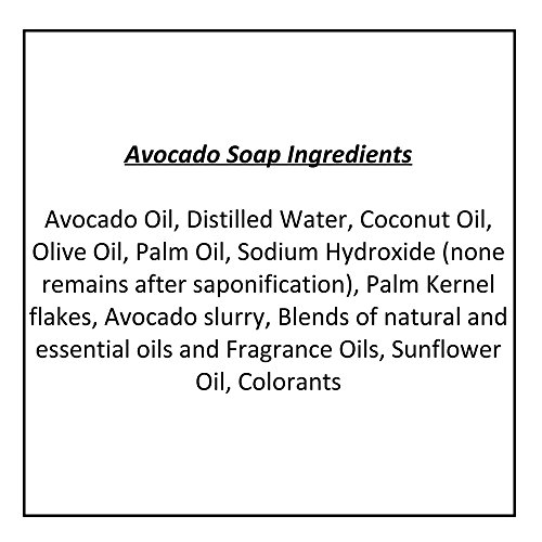 FALLS RIVER SOAP COMPANY Avocado Soap (4Oz) - Handmade Soap Bar with Jasmine Essential Oils and fresh Avocado slurry - Organic and All-Natural