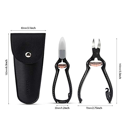 FERYES Precision Toenail Clippers for Thick or Ingrown Toenails - Secure and Stylish Design Thick Nail Clipper - W/Leather Case
