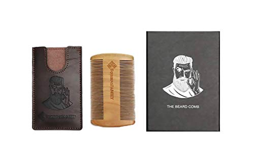 NEW! Wooden Beard Comb for Men - Sandalwood Comb With Leather Case And Gift Box