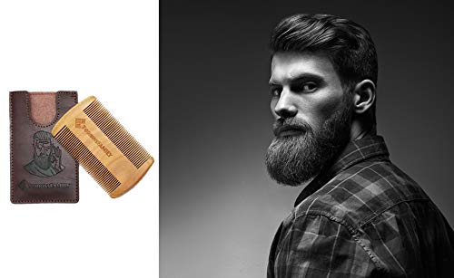 NEW! Wooden Beard Comb for Men - Sandalwood Comb With Leather Case And Gift Box