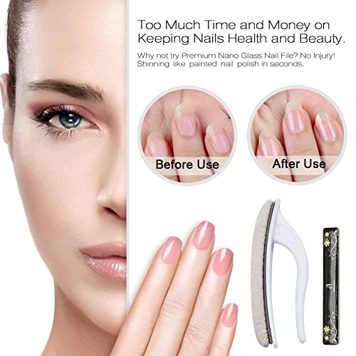 Premium Upgrade Nano Glass Nail File and Chamois Nail Buffers for Natural Nails and Acrylic Nails / All in One Step / beUakso Natural Nail Buffer and Shine Kit