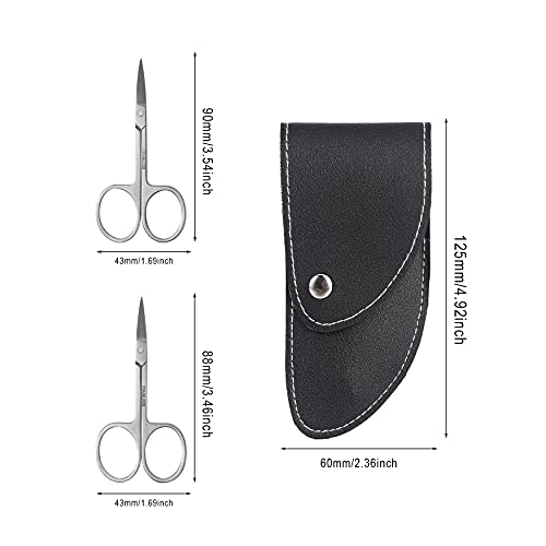 BEZOX Premium Nail Scissors 2PCS,  Professional Curved and Stright Manicure Scissors - Multi-purpose Stainless Steel Beauty Grooming Scissor for Nail, Facial Hair, Eyebrow, Eyelash, Dry Skin
