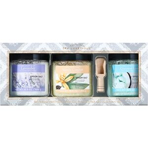 Bath Salts for Soaking, Spa Luxetique Epsom Salts Gifts Set for Women, Bath Salts for Women Relaxing, Epsom Salts Bulk with Wooden Scoop, Moisturize Skin, Epsom Salts for Soaking Bath Set