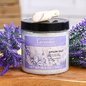 Bath Salts for Soaking, Spa Luxetique Epsom Salts Gifts Set for Women, Bath Salts for Women Relaxing, Epsom Salts Bulk with Wooden Scoop, Moisturize Skin, Epsom Salts for Soaking Bath Set