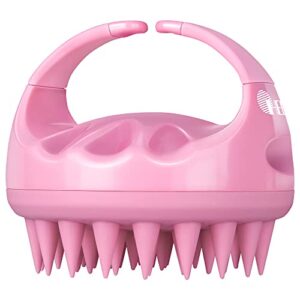 heeta hair shampoo brush, upgraded wet & dry hair scalp massager with soft silicone, scalp exfoliator for remove dandruff, scalp scrubber hair care tools for women, men, pets (pink)