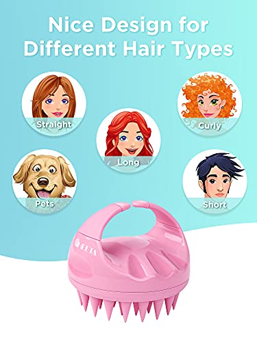 HEETA Hair Shampoo Brush, Upgraded Wet & Dry Hair Scalp Massager with Soft Silicone, Scalp Exfoliator for Remove Dandruff, Scalp Scrubber Hair Care Tools for Women, Men, Pets (Pink)