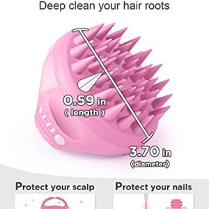 HEETA Hair Shampoo Brush, Upgraded Wet & Dry Hair Scalp Massager with Soft Silicone, Scalp Exfoliator for Remove Dandruff, Scalp Scrubber Hair Care Tools for Women, Men, Pets (Pink)