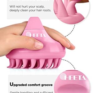 HEETA Hair Shampoo Brush, Upgraded Wet & Dry Hair Scalp Massager with Soft Silicone, Scalp Exfoliator for Remove Dandruff, Scalp Scrubber Hair Care Tools for Women, Men, Pets (Pink)