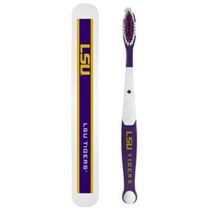 siskiyou sports ncaa lsu tigers unisex travel set toothbrush and travel case, white, one size