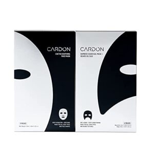 cardon signature soothing sheet masks (4-pack each) | korean sheet mask for men and women | made with cactus extract | couples spa night-in | full face mask and half mask for men