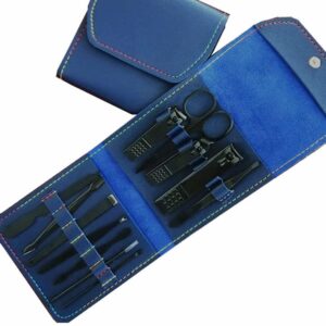 xusai nail clippers set , professional nail cutters for thick nails, sharp sturdy nail clippers set for men & women, with leather portable travel case. (blue 4 in 1), 50.0 grams