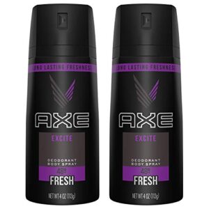 axe body spray for men, excite, 4 ounce (pack of 2)