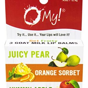 O My! Goat Milk Lip Balm - 3 Pack | Shea Butter and Vitamin E | Free of Parabens & More | Handcrafted in USA