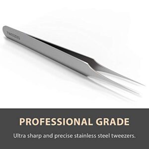 Ingrown Hair Tweezers | Pointed Tip | Precision Stainless Steel | Extra Sharp and Perfectly Aligned for Ingrown Hair Treatment & Splinter Removal For Men and Women | By Tweezees