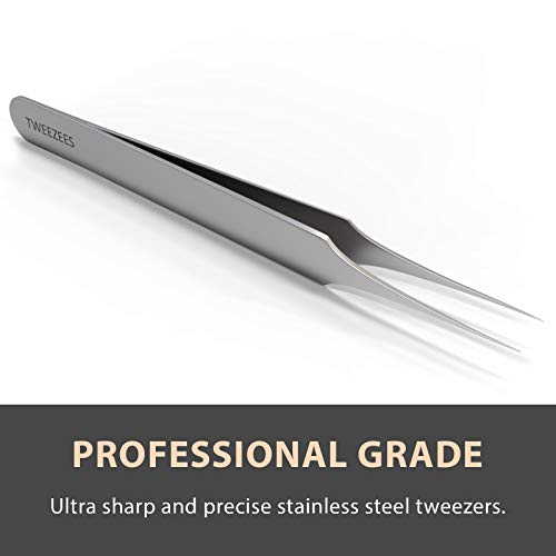 Ingrown Hair Tweezers | Pointed Tip | Precision Stainless Steel | Extra Sharp and Perfectly Aligned for Ingrown Hair Treatment & Splinter Removal For Men and Women | By Tweezees