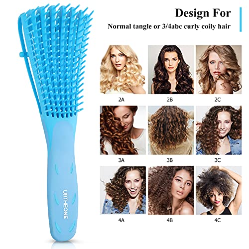 Detangling Hair Brush, Detangling brush for Adults and Kids, Comb Set for Kinky Curly Coily and Wavy Hair, For Wet and Dry Hair, Afro American Type 3a-4c, Comfortable Grip, Easy to Clean(Blue)