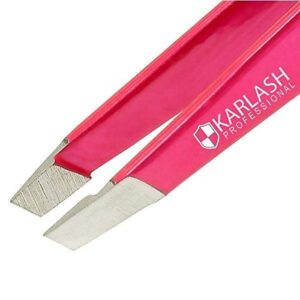 Karlash Slant Tweezers Professional Stainless Steel Slant Tip Tweezer Premium Precision Eyebrow (Black)