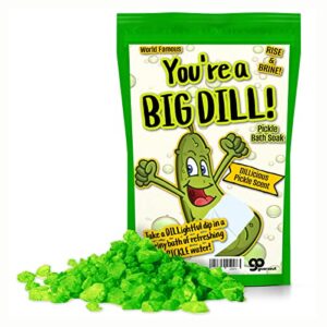 big dill pickle bath soak – fresh dill pickle scent bath salts for kids – weird spa gift for pickle lovers, funny christmas stocking stuffers, unisex grab bags, easter gift baskets