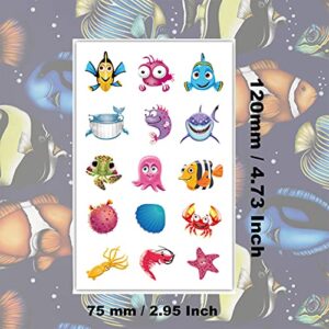 Ooopsiun Ocean Animals Temporary Tattoos for Kids - 12 Sheets Ocean Fish Birthday Party Decorations Supplies Favors for Boys Girls