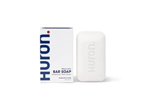 huron bar soap for men – hydrating body soap – vitamin-rich soap with shea butter & coconut oil – keeps skin clean, smooth, & moisturized – sandalwood + black pepper, 1 bar