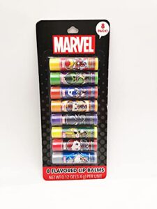 taste beauty marvel comic book–themed flavored lip balm variety pack, 8 tubes