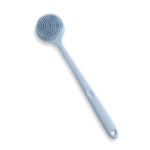ingvy dry brushing body brush long handle double-sided bath shower brush back massage exfoliation wisp body scrub brush (color : blue)