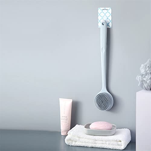 INGVY Dry Brushing Body Brush Long Handle Double-Sided Bath Shower Brush Back Massage Exfoliation Wisp Body Scrub Brush (Color : Blue)