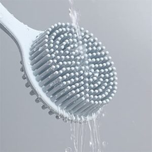 INGVY Dry Brushing Body Brush Long Handle Double-Sided Bath Shower Brush Back Massage Exfoliation Wisp Body Scrub Brush (Color : Blue)