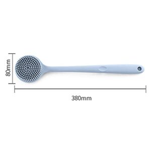 INGVY Dry Brushing Body Brush Long Handle Double-Sided Bath Shower Brush Back Massage Exfoliation Wisp Body Scrub Brush (Color : Blue)