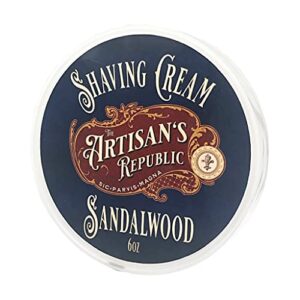 the artisan’s republic – hand made sandalwood shaving cream for men | beard care | anti razor burn and irritation | shaving gift | coconut and apricot oil (sandalwood)