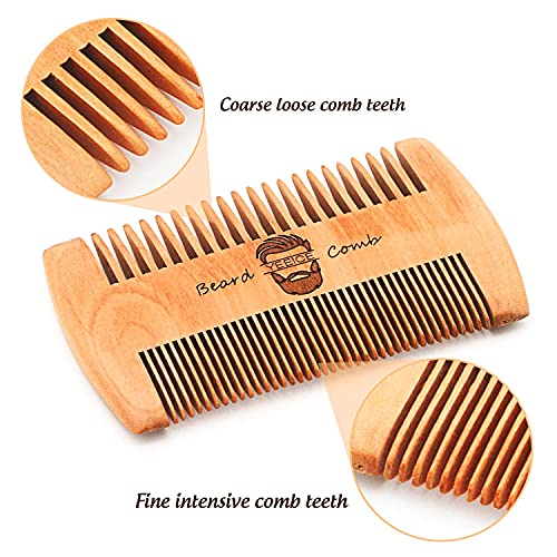 Wooden Beard Comb Kit, 1 Piece Brown Christmas Deer Design Pocket Comb, Handmade Comb with Durable Case Gifts for Men, Customized Gifts for Dad Mustache Care, Beard Care & Hair Grooming (1 Pack Deer)