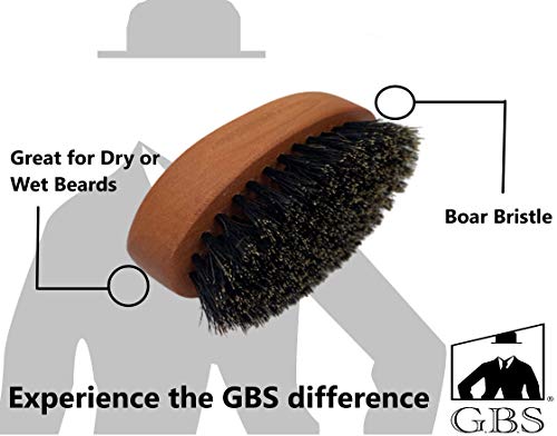 G.B.S Men Beard & Mustache Brush 100% Boar bristle Wooden Handle Brush for Perfect Grooming & Soften Facial Hair Professional Beard Brush for Super-Stylish Beard, Adds Shine