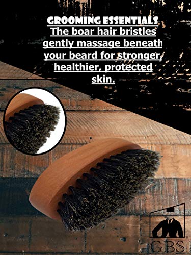 G.B.S Men Beard & Mustache Brush 100% Boar bristle Wooden Handle Brush for Perfect Grooming & Soften Facial Hair Professional Beard Brush for Super-Stylish Beard, Adds Shine