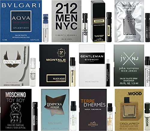 Cologne Sampler Pour Homme - High End Designer Fragrance Samples For Men (A - Pack of 12 Sample Vials)