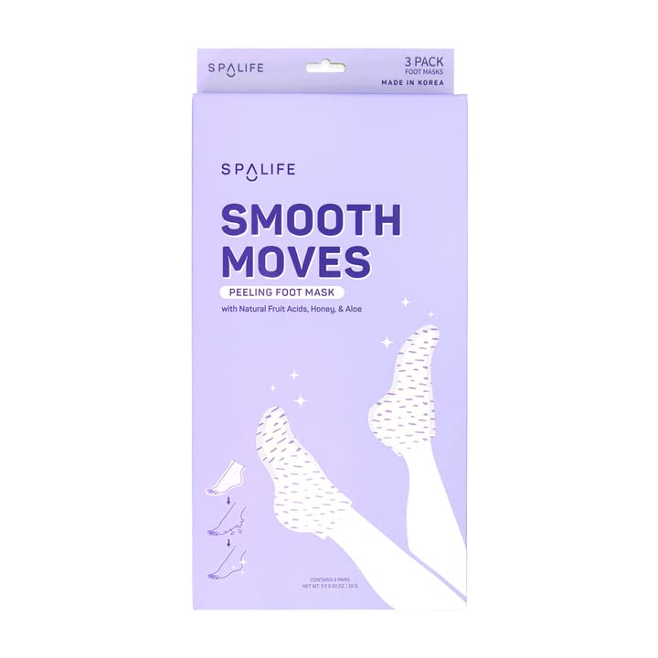 SpaLife Smooth Moves Peeling Foot Masks Natural Fruit Acids, Honey, & Aloe (3 PAIRS)