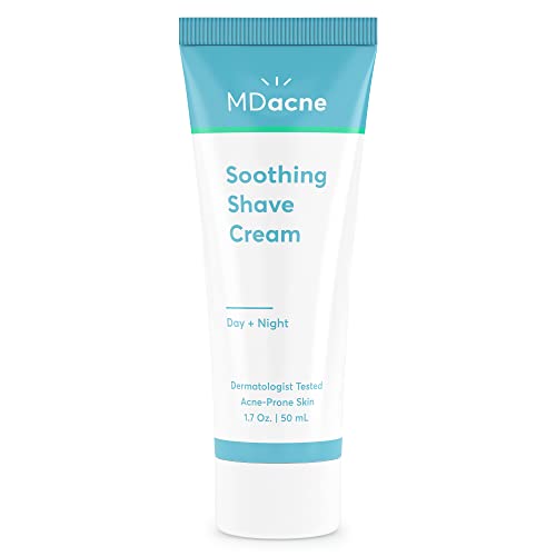 MDacne Shaving Cream for Acne-Prone Skin - Soothing, Oil-Free, Eliminates Razor Burn, Cuts & Infections - Reduce Skin Irritation & Prevent Shave Bumps & Nicks - Vegan, Paraben-Free & Cruelty-Free