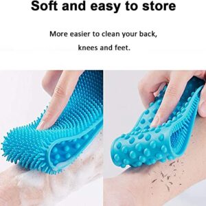 Silicone Back Scrubber for Shower 35.5 inches/90 cm Silicone Body Scrubber with Handle Bath Body Brush Back Washer Extra Long Back Scrubber for Shower for Men and Women Deep Clean, Massage Skin