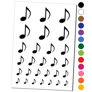 music eighth note temporary tattoo water resistant fake body art set collection – black (one sheet)
